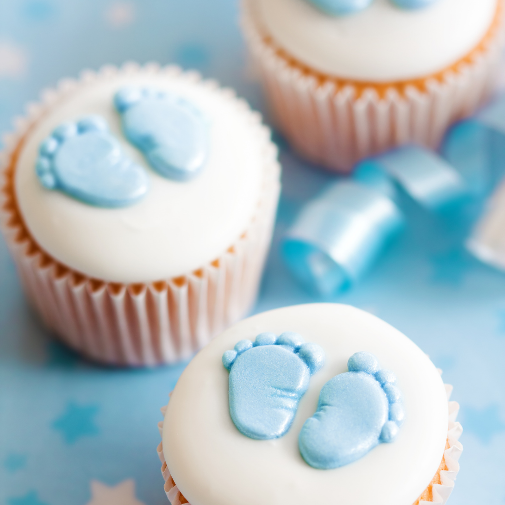 Baby shower cupcake bleu